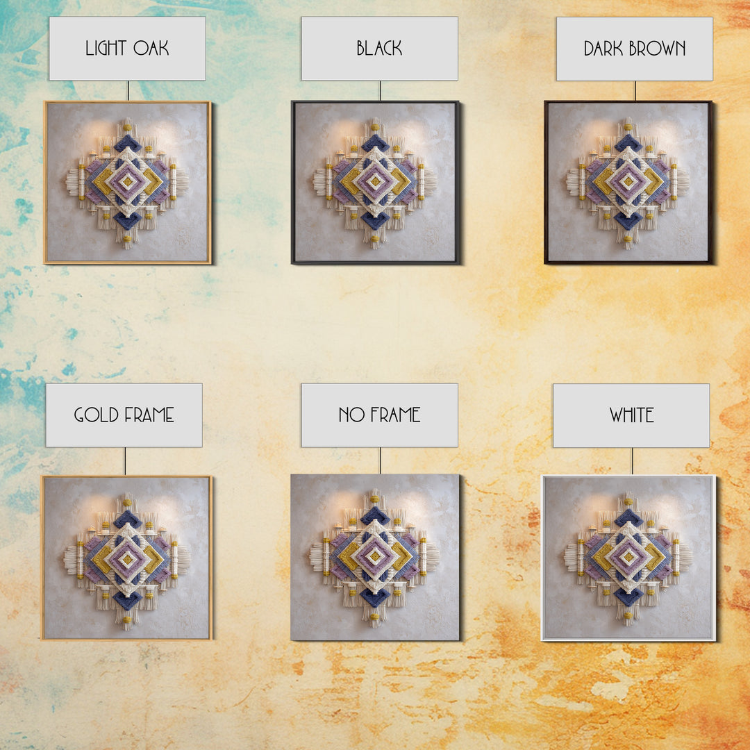 Macrame Geometric Fringe Pattern Canvas Print, Boho Art, Neutral Decor, Living Room Decor, Abstract Art, Bohemian, Wall Decor, BOH-1x1-55