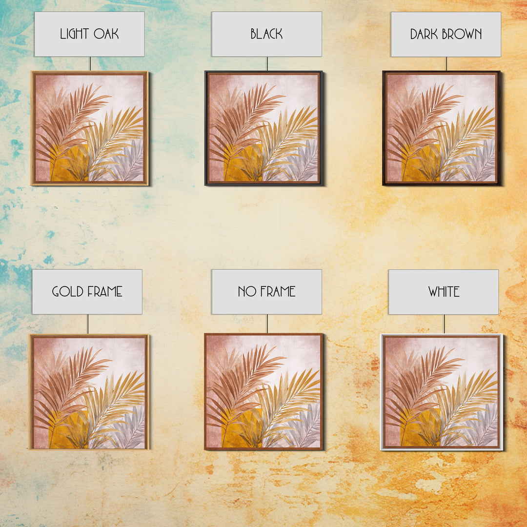 Terracotta Palm Leaves Canvas Print, Boho Art, Printable Wall Art, Living Room Decor, Fine Art, Bohemian, Abstract Wall Art, BOH-1x1-77