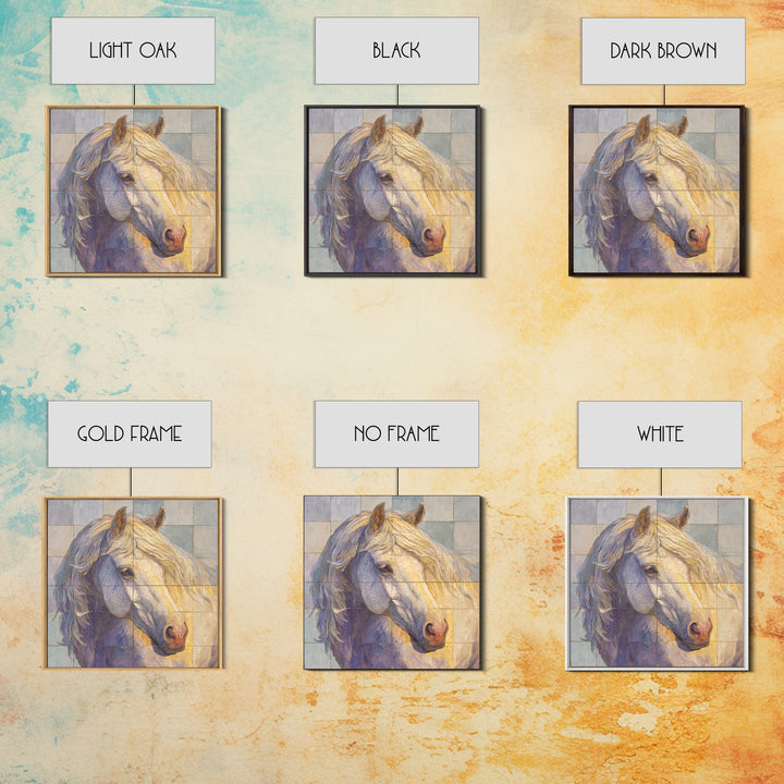 Wild Horse in Dusty Golden Light Framed Canvas Print, Boho Art, Printable, Living Room Decor, Bohemian, Abstract Wall Art, BOH-1x1-8