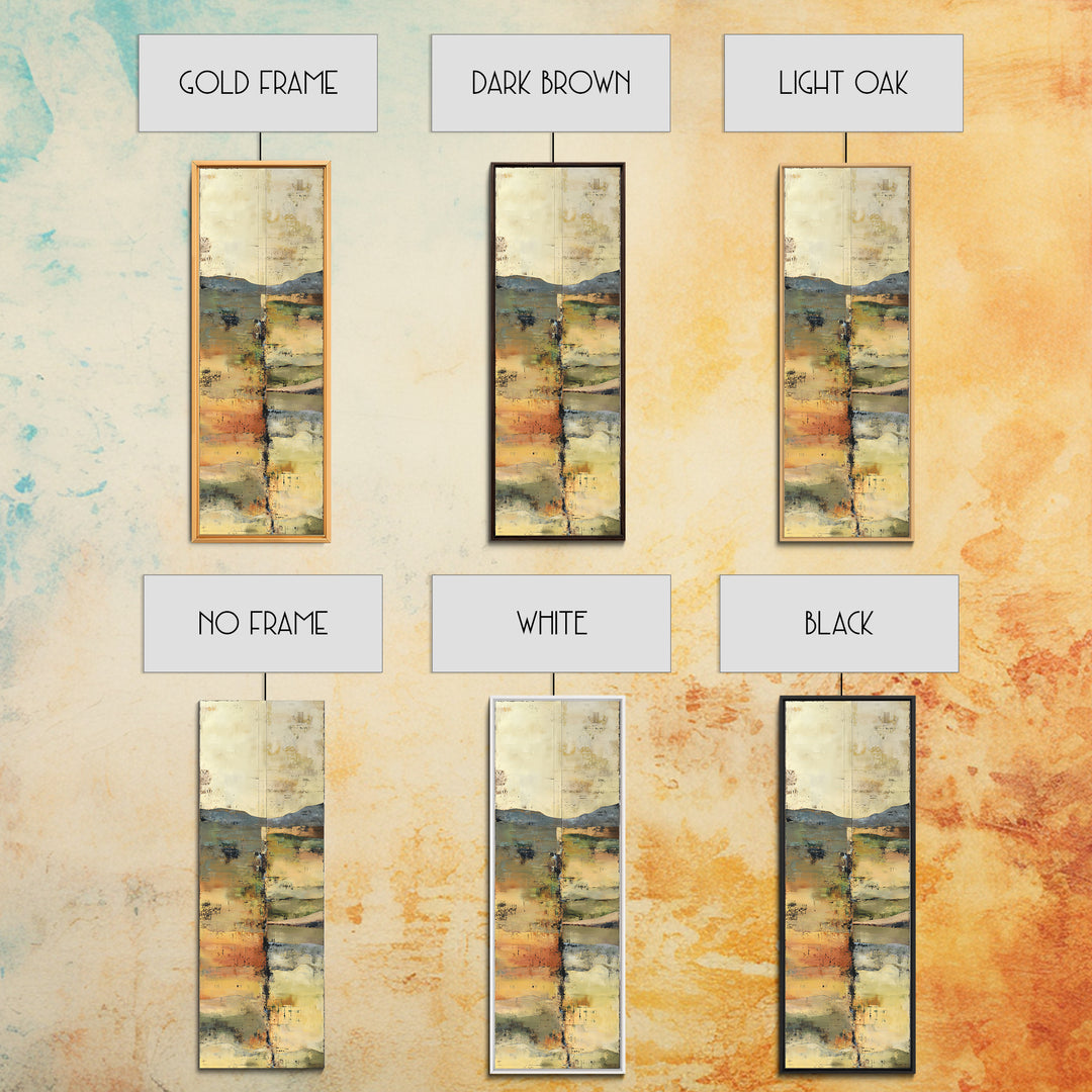 Earth Tone Mountain and River Abstraction Framed Canvas Print, Boho Art, Wall Art Set, Living Room Decor, Fine Art, Bohemian, BOH-1x3-47