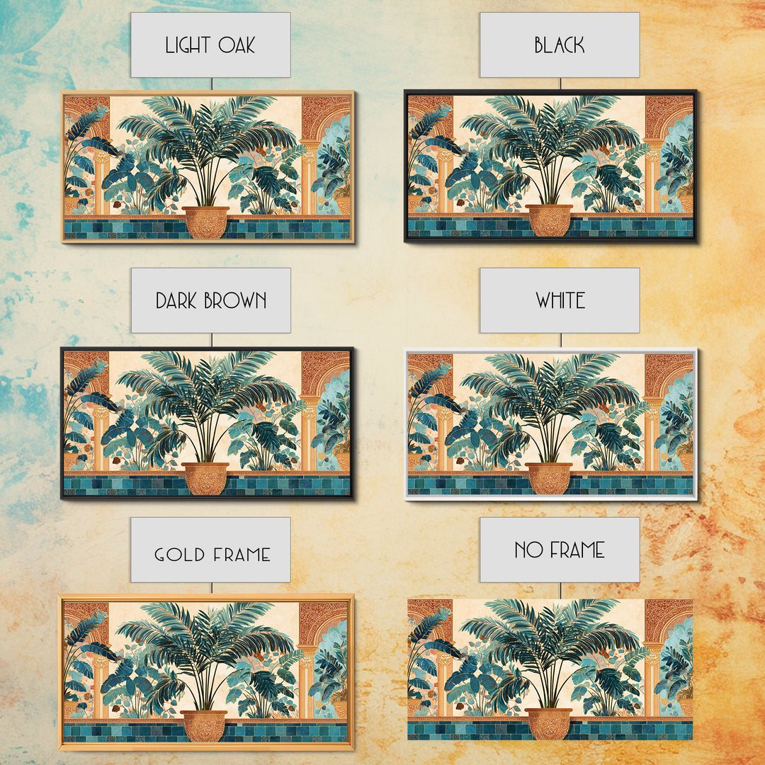 Terracotta Palm Leaves Framed Canvas Print, Boho Art, Wallart, Living Room Decor, Fine Art, Bohemian, Living Room Wall Art, BOH-2x1-1