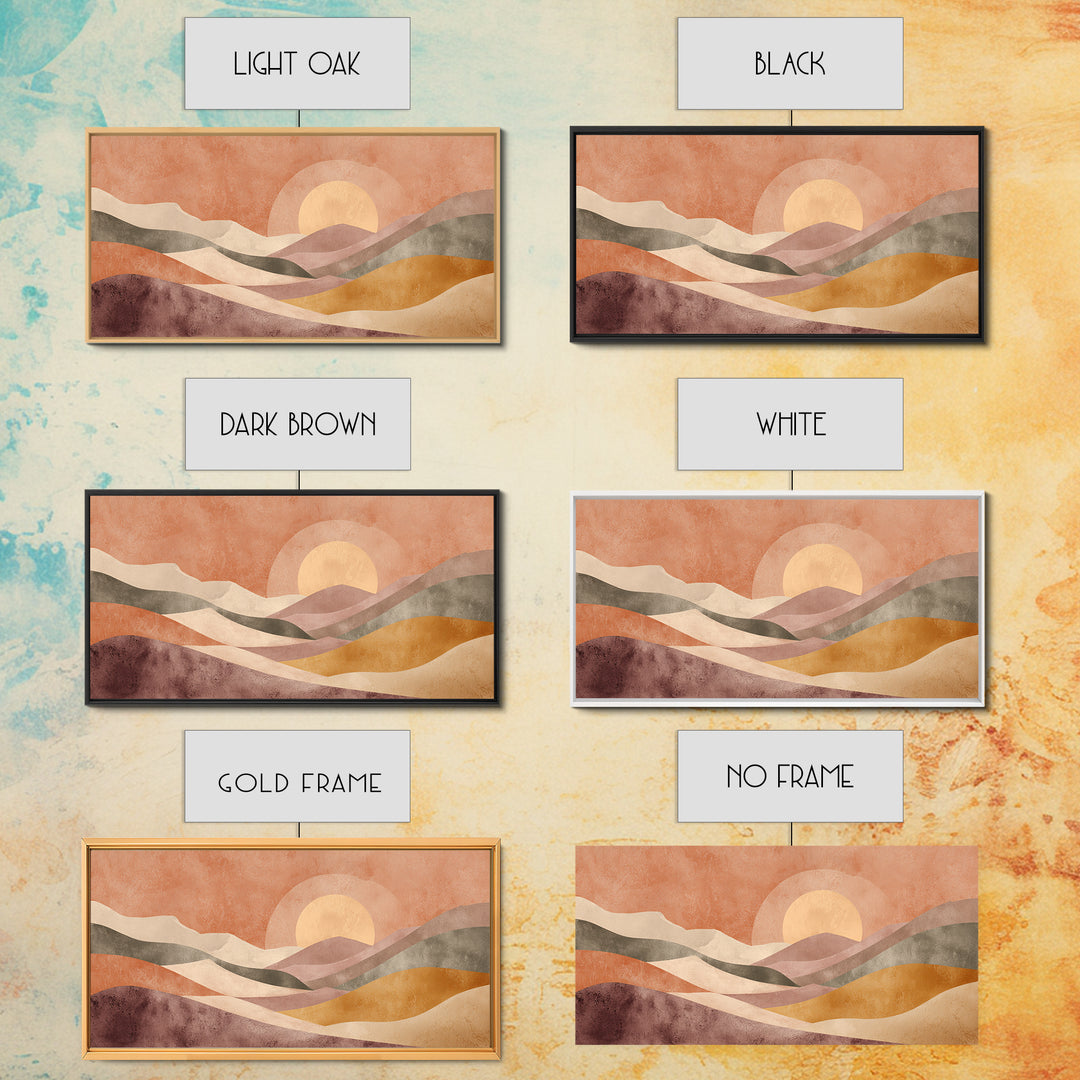Sunrise over Rolling Dunes in Muted Peach Canvas Print, Boho Art, Art Deco, Living Room Decor, Bohemian, Modern Wall Art, BOH-2x1-17