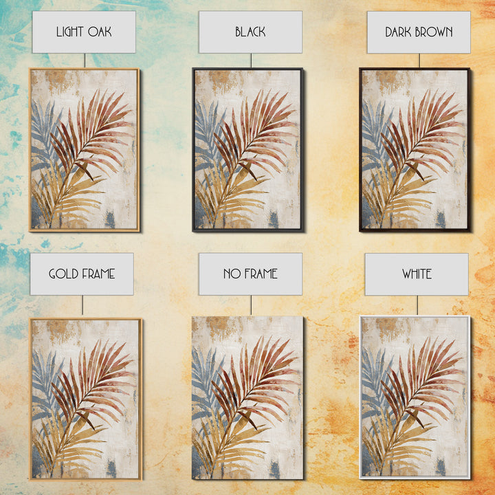 Terracotta Palm Leaves Framed Canvas Print, Boho Art, Digital Print, Living Room Decor, Fine Art, Bohemian, Gallery Decor, BOH-2x3-13