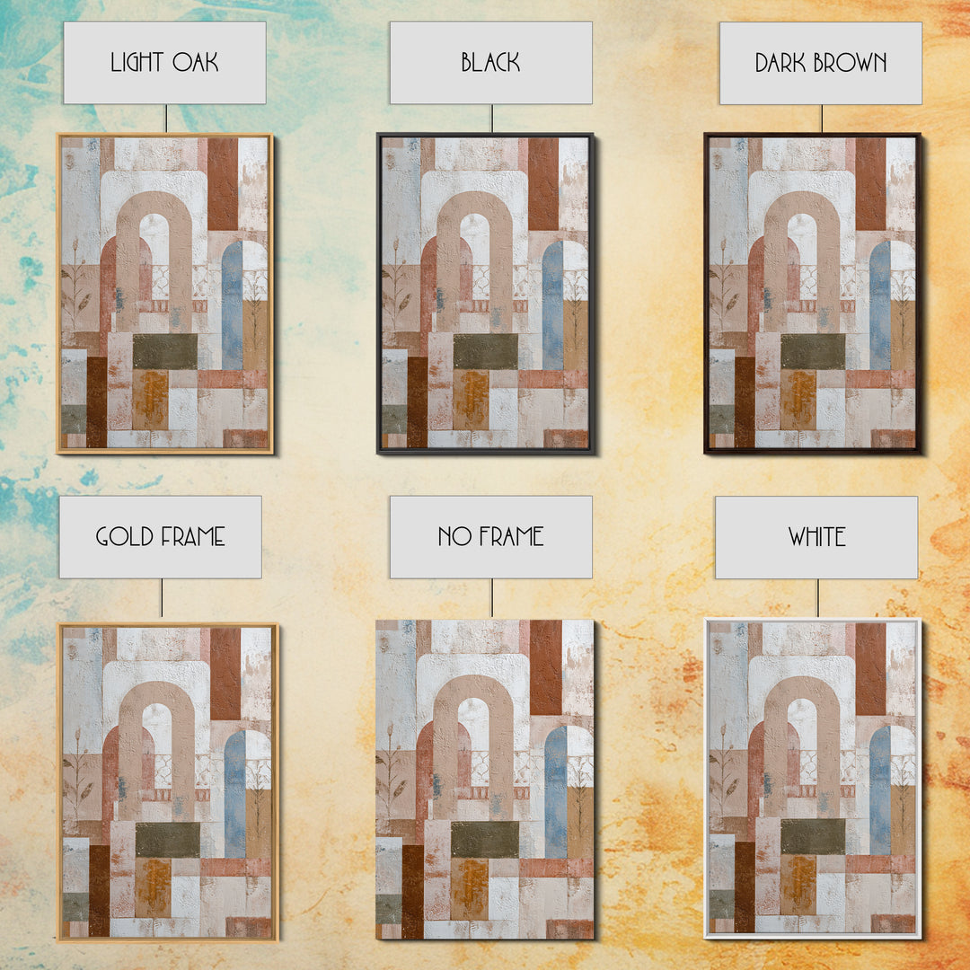 Hand Painted Moroccan Arch Framed Canvas Print, Boho Art, Digital Art, Living Room Decor, Fine Art, Bohemian, Printable Art, BOH-2x3-3