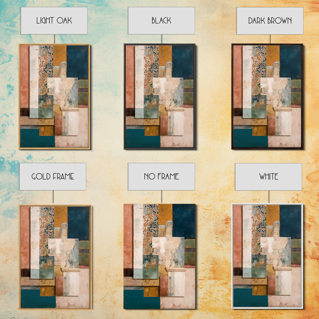 Organic Shape Collage Canvas Print, Boho Art, Home Decor, Living Room Decor, Abstract Art, Bohemian, Artwork, Wallart, BOH-2x3-32