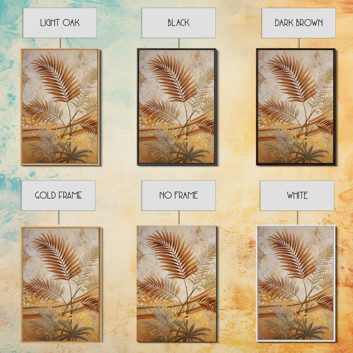 Terracotta Palm Leaves Framed Canvas Print, Boho Art, Digital Print, Living Room Decor, Fine Art, Bohemian, Gallery Decor, BOH-2x3-37