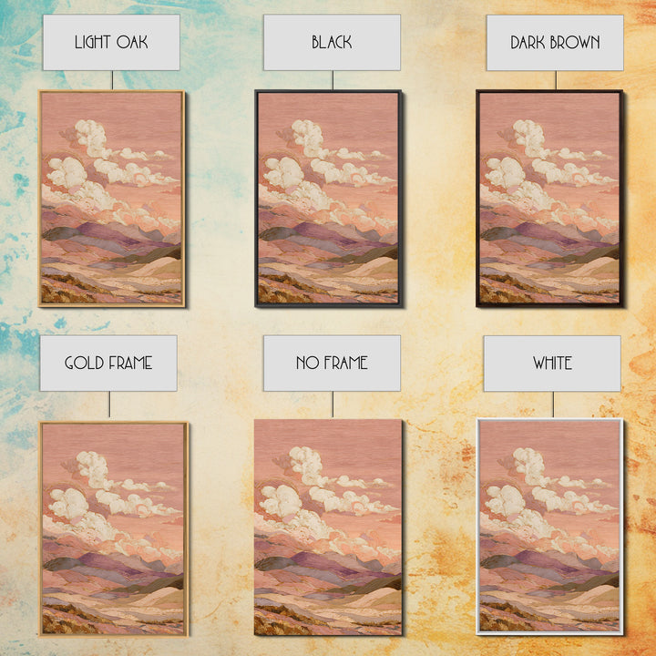 Sunrise over Rolling Dunes in Muted Peach Canvas Print, Boho Art, Abstract Art, Living Room Decor, Watercolor Art, Bohemian, BOH-2x3-5
