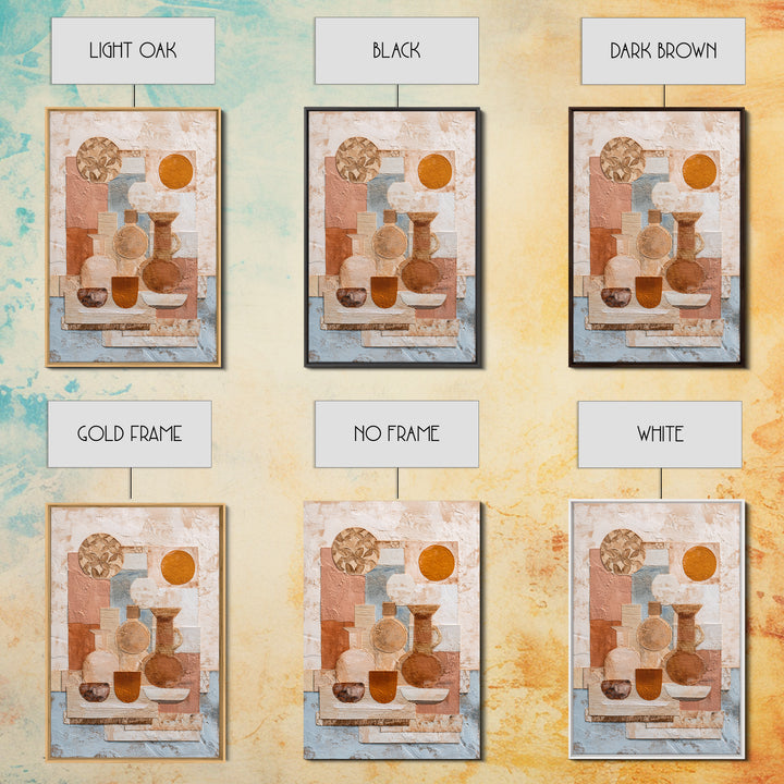 Organic Shape Collage Framed Canvas Print, Boho Art, Digital Art, Living Room Decor, Fine Art, Bohemian, Printable Art, BOH-2x3-56
