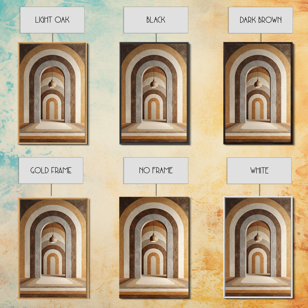 Neutral Rainbow Arches Framed Canvas Print, Boho Art, Boho Decor, Living Room Decor, Abstract Art, Bohemian, Textured Painting, BOH-2x3-59