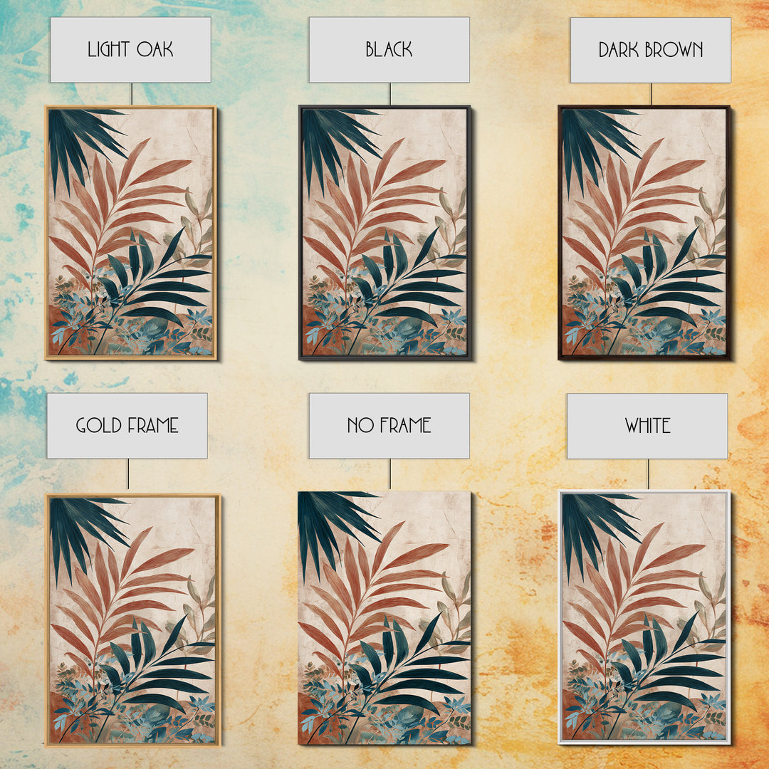 Terracotta Palm Leaves Canvas Print, Boho Art, Wall Art Print, Living Room Decor, Fine Art, Bohemian, Luxury Decor, BOH-2x3-61
