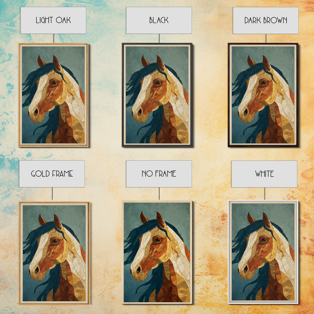 Wild Horse in Dusty Golden Light Framed Canvas Print, Boho Art, Wallart, Living Room Decor, Bohemian, Living Room Wall Art, BOH-2x3-64