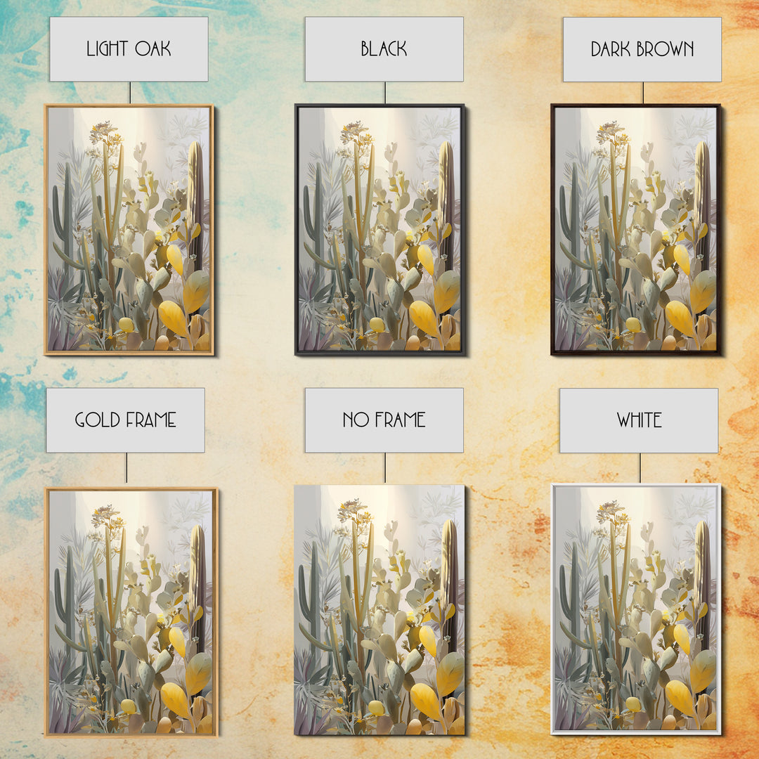 Desert Sun with Cactus and Warm Clay Canvas Print, Boho Art, Canvas Art, Living Room Decor, Fine Art, Bohemian, Wall Art Set, BOH-2x3-9