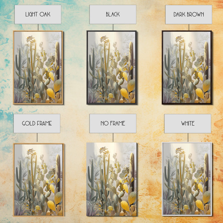 Desert Sun with Cactus and Warm Clay Canvas Print, Boho Art, Canvas Art, Living Room Decor, Fine Art, Bohemian, Wall Art Set, BOH-2x3-9