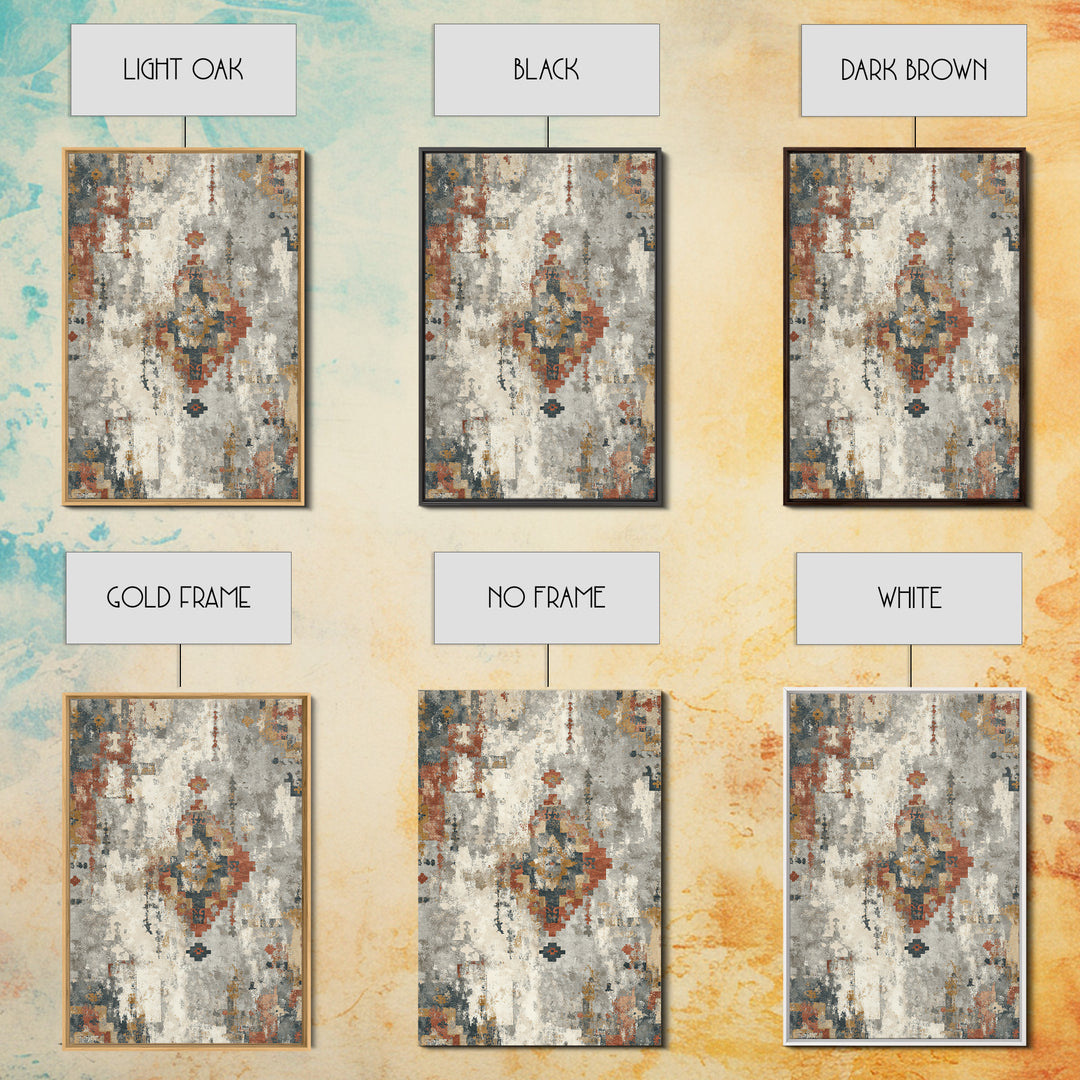 Tribal Neutral Pattern Framed Canvas Print, Boho Art, Printable Art, Living Room Decor, Fine Art, Bohemian, Neutral Decor, BOH-2x3-94