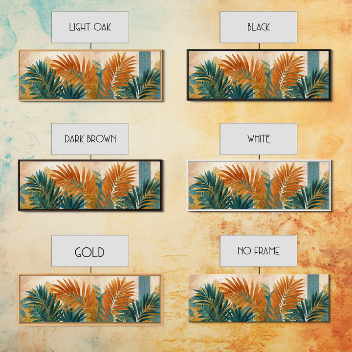 Terracotta Palm Leaves Canvas Print, Boho Art, Neutral Decor, Living Room Decor, Fine Art, Bohemian, Wall Decor, Prints, BOH-3x1-45