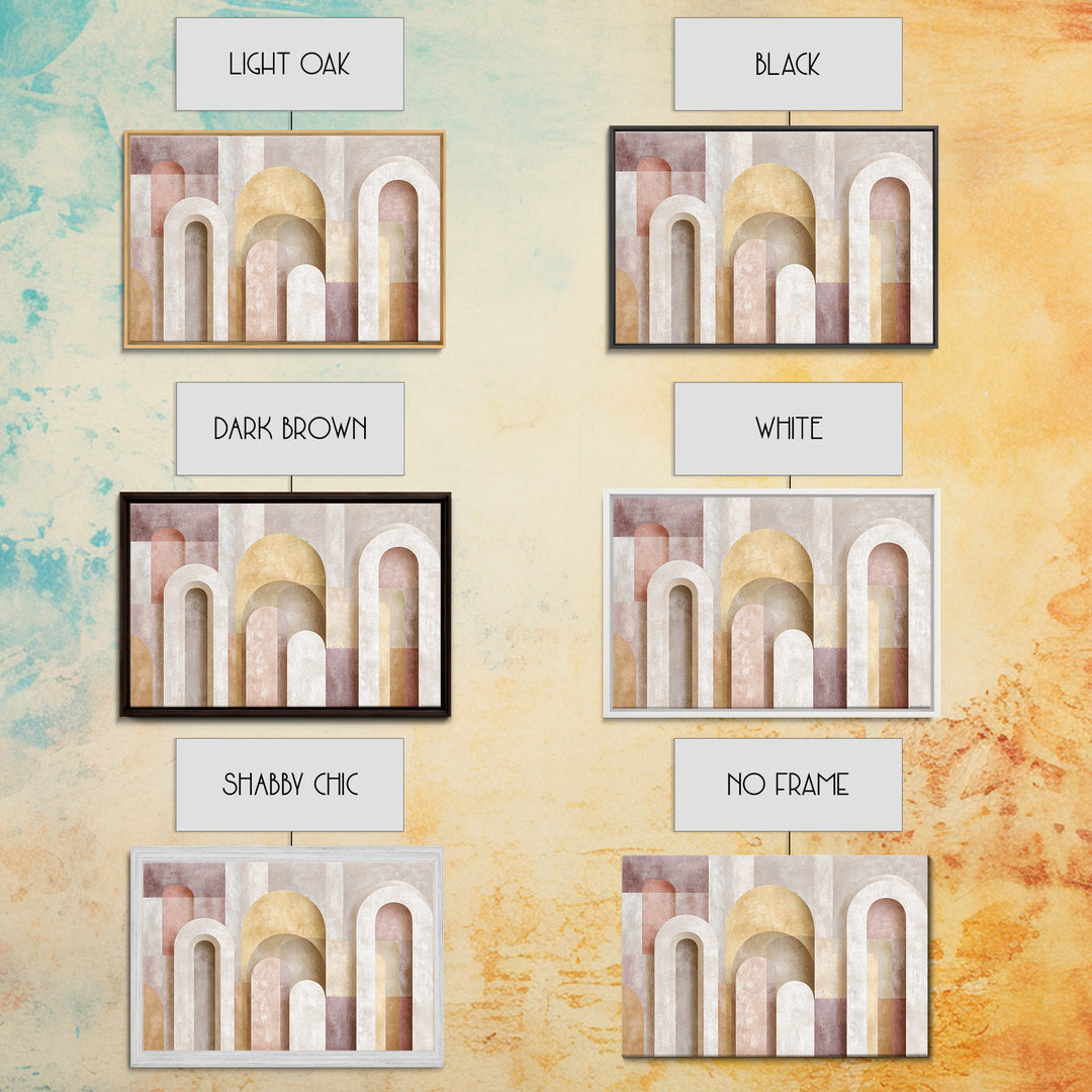 Neutral Rainbow Arches Framed Canvas Print, Boho Art, Wall Decor, Living Room Decor, Abstract Art, Bohemian, Art Nouveau, BOH-3x2-31