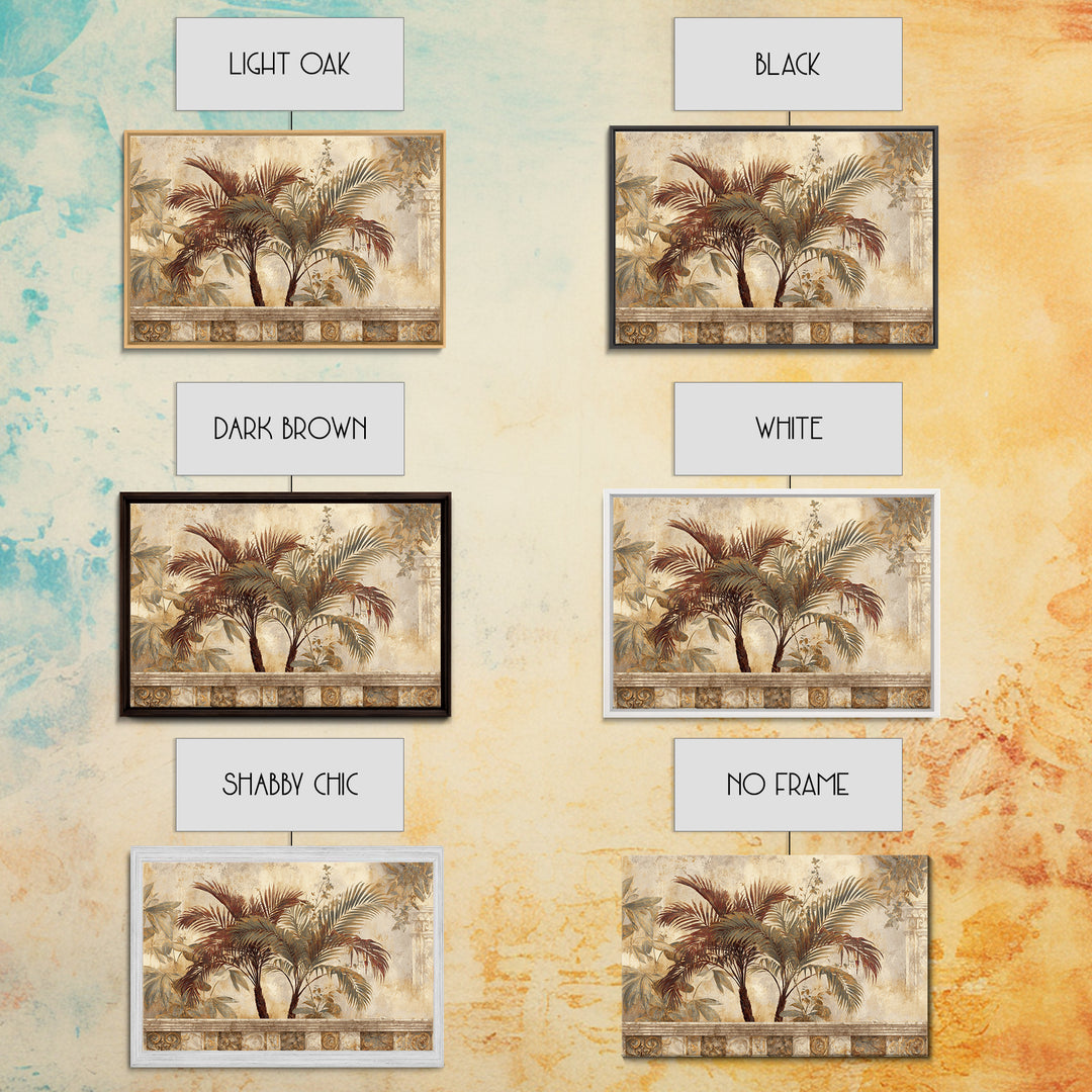 Terracotta Palm Leaves Framed Canvas Print, Boho Art, Contemporary Art, Living Room Decor, Fine Art, Bohemian, Art Deco, BOH-3x2-81