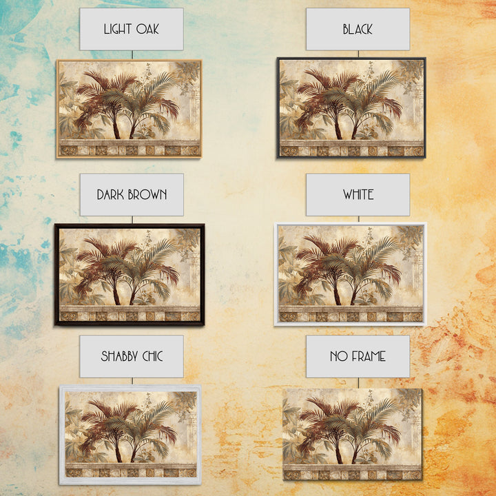 Terracotta Palm Leaves Framed Canvas Print, Boho Art, Contemporary Art, Living Room Decor, Fine Art, Bohemian, Art Deco, BOH-3x2-81