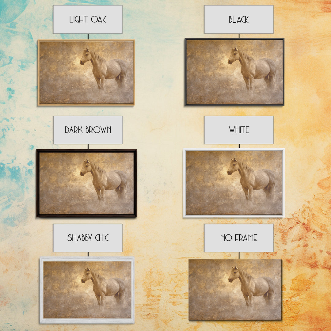 Wild Horse in Dusty Golden Light Canvas Print, Boho Art, Art Deco, Living Room Decor, Fine Art, Bohemian, Modern Wall Art, BOH-3x2-84