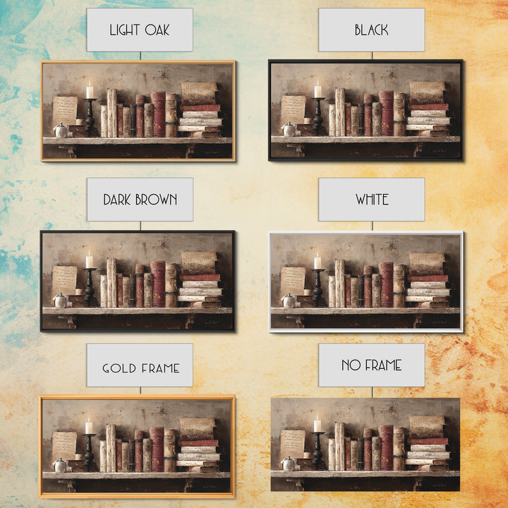 Old Library Ladder and Books Canvas Print, Bookstore Art, Boho Decor, Bookstore Decor, Abstract Art, Literary, Printable Art, BOO-2x1-2