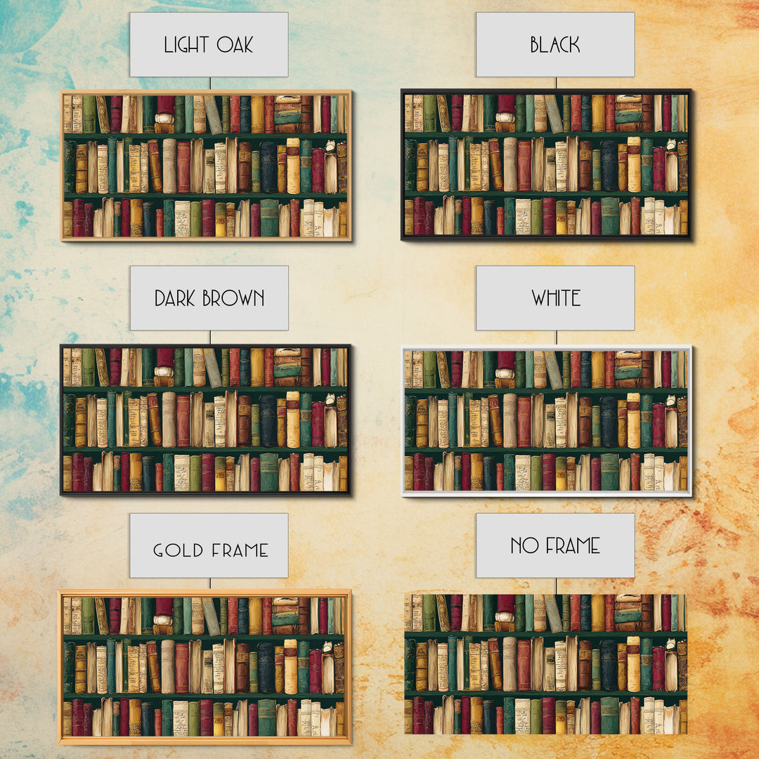 Classic Book Spine Pattern Framed Canvas Print, Bookstore Art, Vertical Wall Art, Bookstore Decor, Fine Art, Literary, BOO-2x1-88