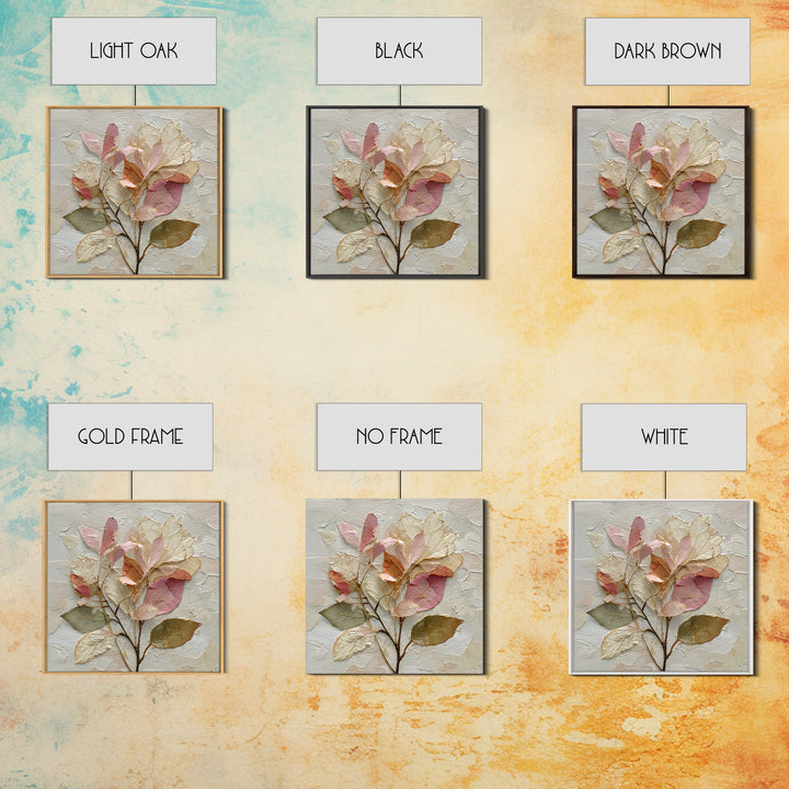 Autumn Leaves Specimen Collection Framed Canvas Print, Botanical Art, Whimsical Decor, Living Room Decor, Oil Painting, Botanic, BOT-1x1-68