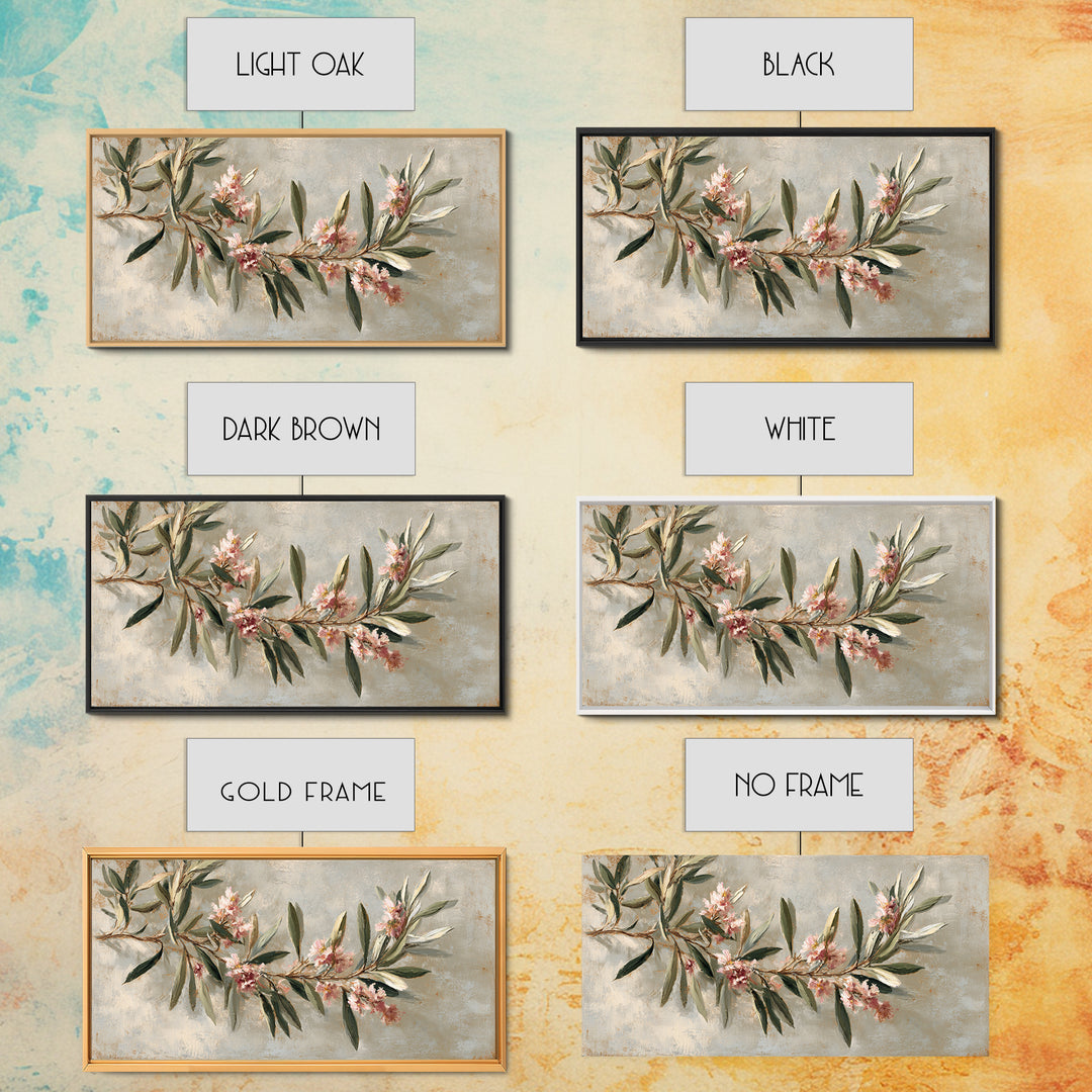 Single Olive Branch Framed Canvas Print, Botanical Art, Digital Wall Art, Living Room Decor, Oil Painting, Botanic, BOT-2x1-3