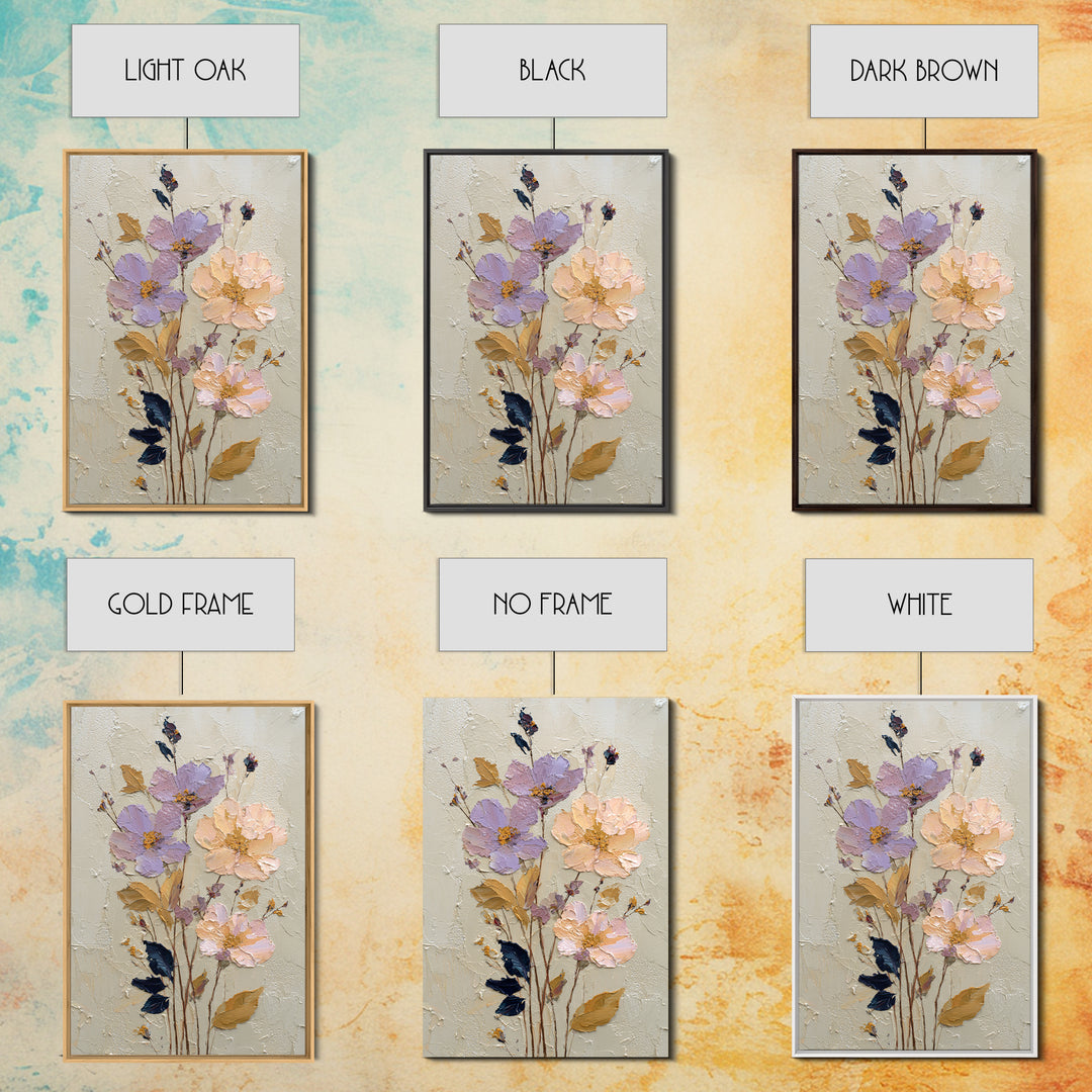 Delicate Wildflower Study Framed Canvas Print, Botanical Art, Art Nouveau, Living Room Decor, Watercolor Art, Botanic, BOT-2x3-59