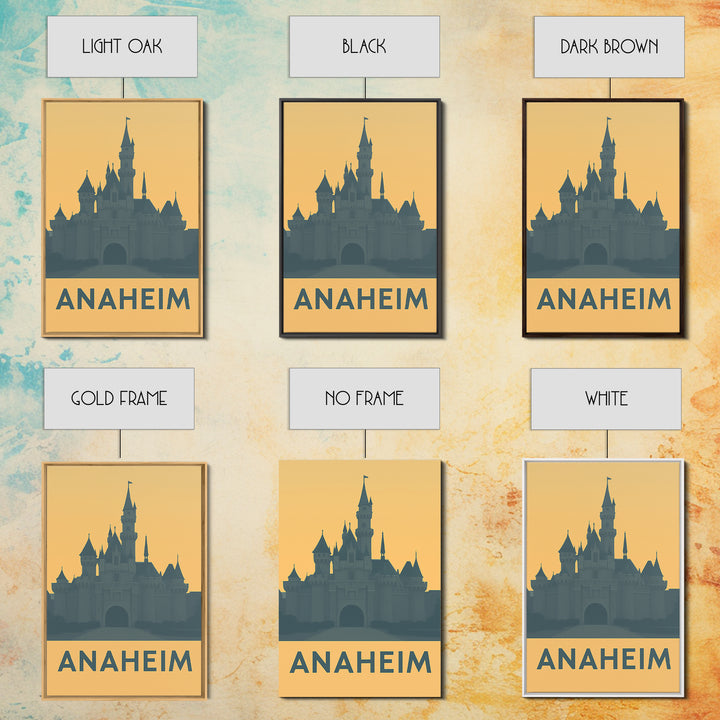 Anaheim Travel Poster, Framed Canvas Print, Mid Century Travel Art, Anaheim Art Print, Travel Art Print, City Illustration, Vintage Print