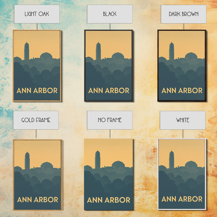 Ann Arbor Michigan Travel Poster, Canvas Print, Minimalist Retro Wall Art, Ann Arbor Travel Art, Travel Art Print, Living Room Wall Art