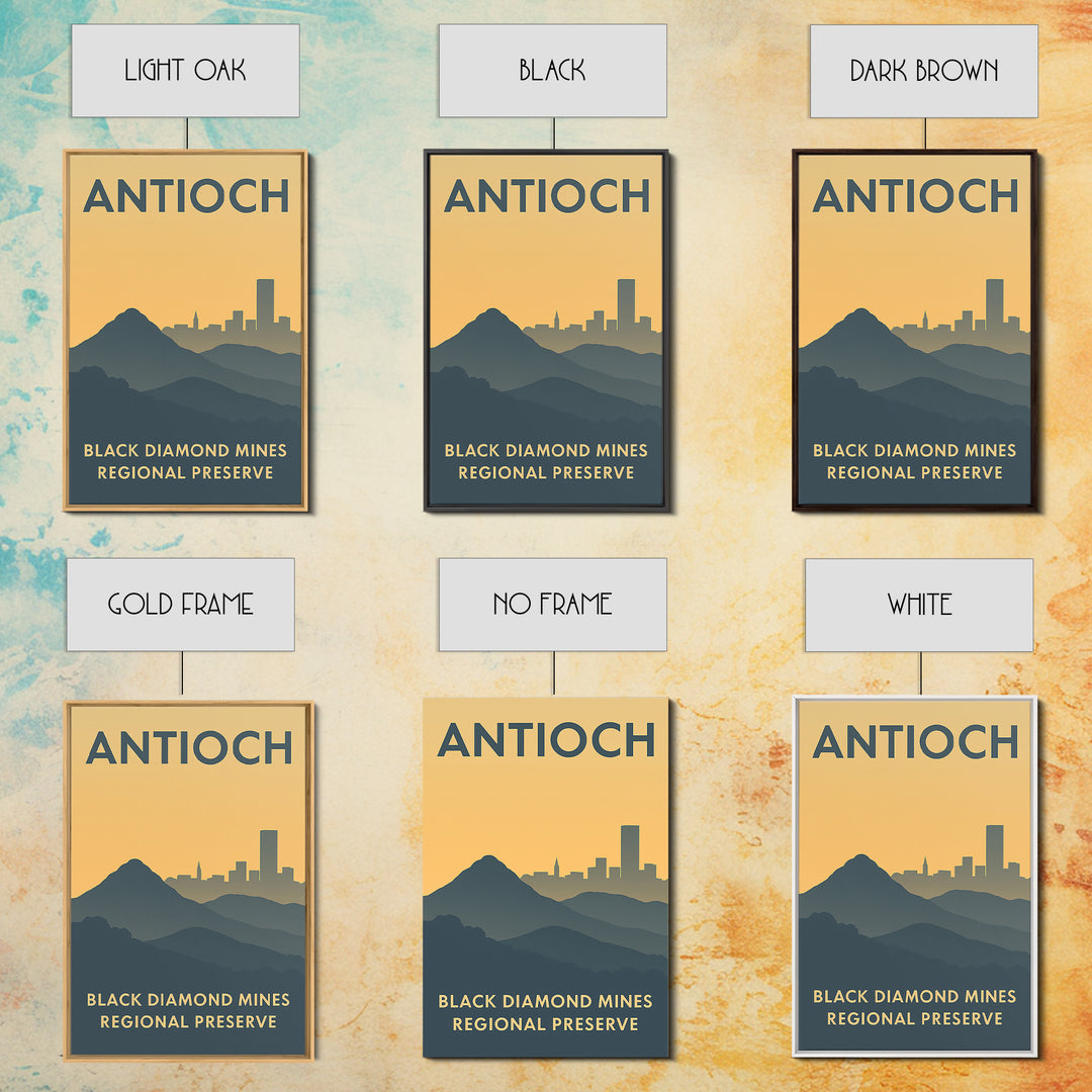 Antioch Travel Poster, Framed Canvas Print, Sunset Skyline Wall Art, Antioch City Art, Living Room Wall Art, Watercolor Skyline
