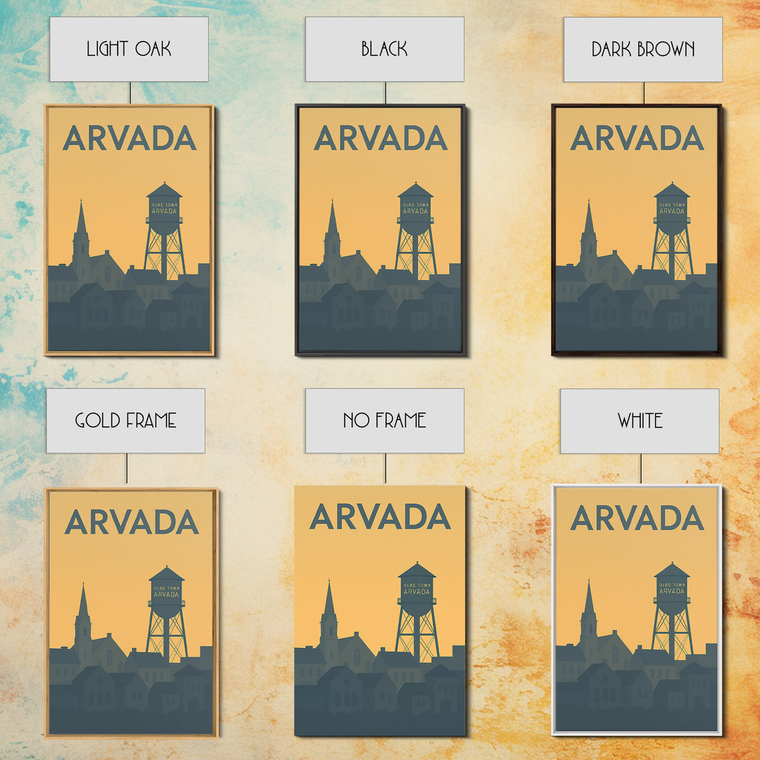 Arvada Travel Poster, Framed Canvas Print, Vintage City Poster Art, Arvada Art Print, Mid Century Wall Art, Retro Travel Print