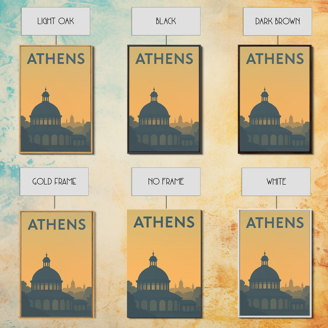 Athens Georgia Travel Poster, Canvas Print, Sunset Skyline Wall Art, Athens City Art, Wanderlust Decor, Travel Art Print, City Travel Prints