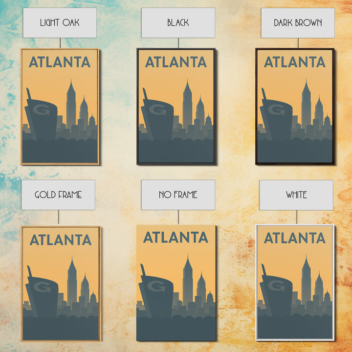 Atlanta Travel Poster, Canvas Print, Minimalist Retro Wall Art, Atlanta City Art, Retro Travel Print, Travel Wall Decor, Wanderlust Decor