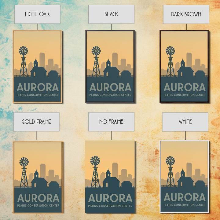 Aurora Travel Poster, Framed Canvas Print, Minimalist Retro Wall Art, Aurora Travel Art, Living Room Wall Art, Eclectic Wall Decor