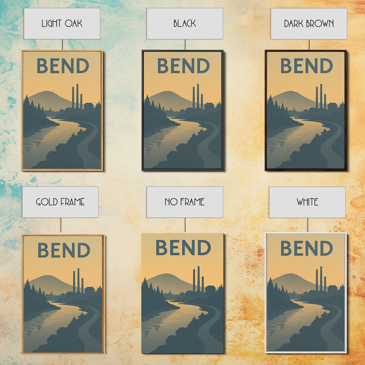 Bend Oregon Travel Poster, Canvas Print, Minimalist Retro Wall Art, Bend Wall Art, Wanderlust Decor, Gift For Travelers, City Art Print