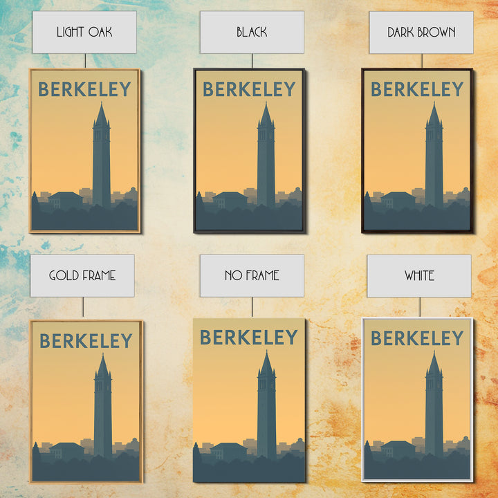 Berkeley California Travel Poster, Canvas Print, Sunset Skyline Wall Art, Berkeley Print, Travel Wall Art, Wall Decor, Travel Art Print