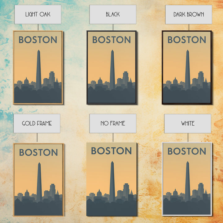 Boston Massachusetts Travel Poster, Canvas Print, Mid Century Travel Art, Boston Travel Art, Office Decor, Gift For Travelers, City Poster