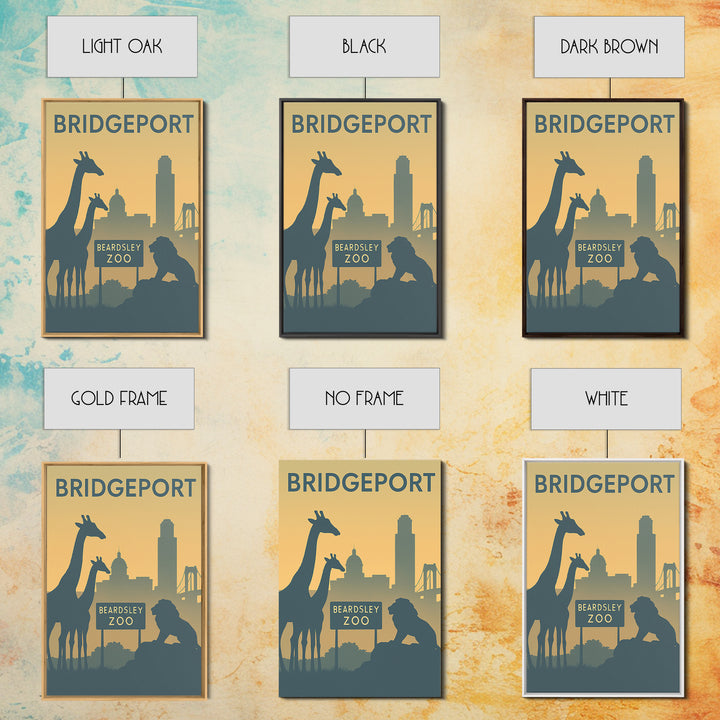 Bridgeport Travel Poster, Framed Canvas Print, Minimalist Retro Wall Art, Bridgeport Art Print, Modern Wall Decor, Travel Poster Art