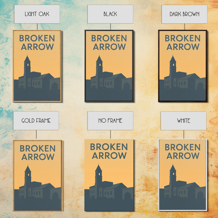 Broken Arrow Oklahoma Travel Poster, Canvas Print, Minimalist Retro Wall Art, Broken Arrow Art Print, Travel Poster Set, Vintage City Art