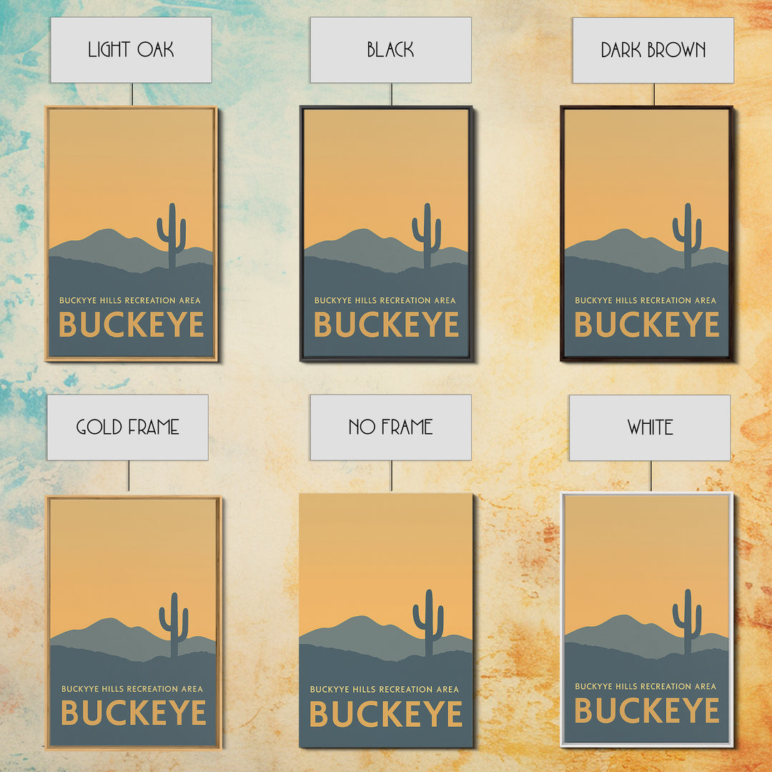 Buckeye Arizona Travel Poster, Framed Canvas Print, Mid Century Travel Art, Buckeye Art Print, Modern Wall Decor, Retro Travel Print