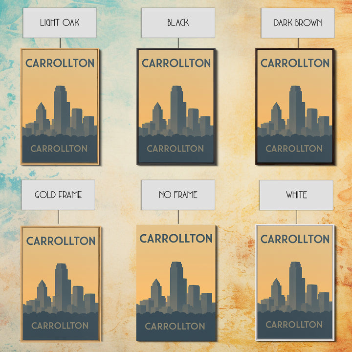 Carrollton Travel Poster, Canvas Print, Minimalist Retro Wall Art, Carrollton City Art, Living Room Wall Art, Vintage City Art