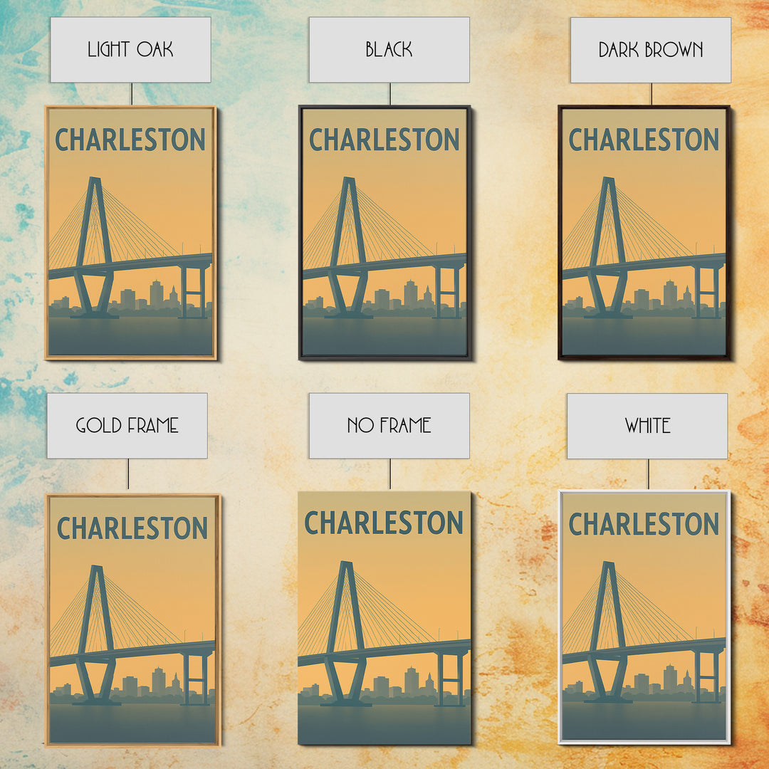 Charleston South Carolina Travel Poster, Canvas Print, Travel Art, Charleston Wall Art, Wall Decor, Wanderlust Decor, City Travel Prints