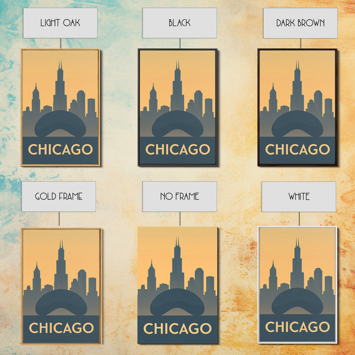 Chicago Illinois Travel Poster, Canvas Print, Retro Wall Art, Chicago Travel Art, Fine Art Print, Vintage City Art, Travel Art Print