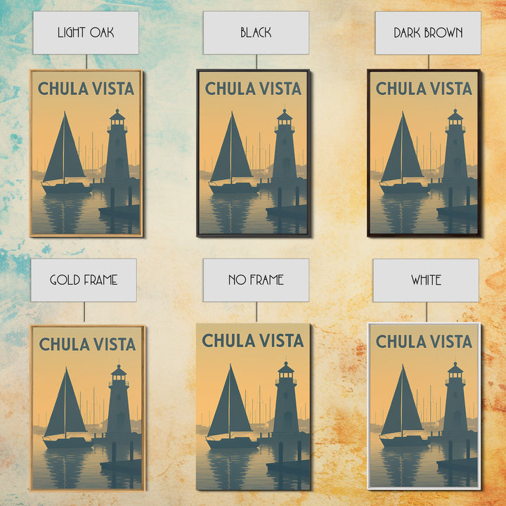Chula Vista California Travel Poster, Framed Canvas Print, Mid Century Travel Art, Chula Vista Wall Art, Wanderlust Decor, Modern Wall Decor