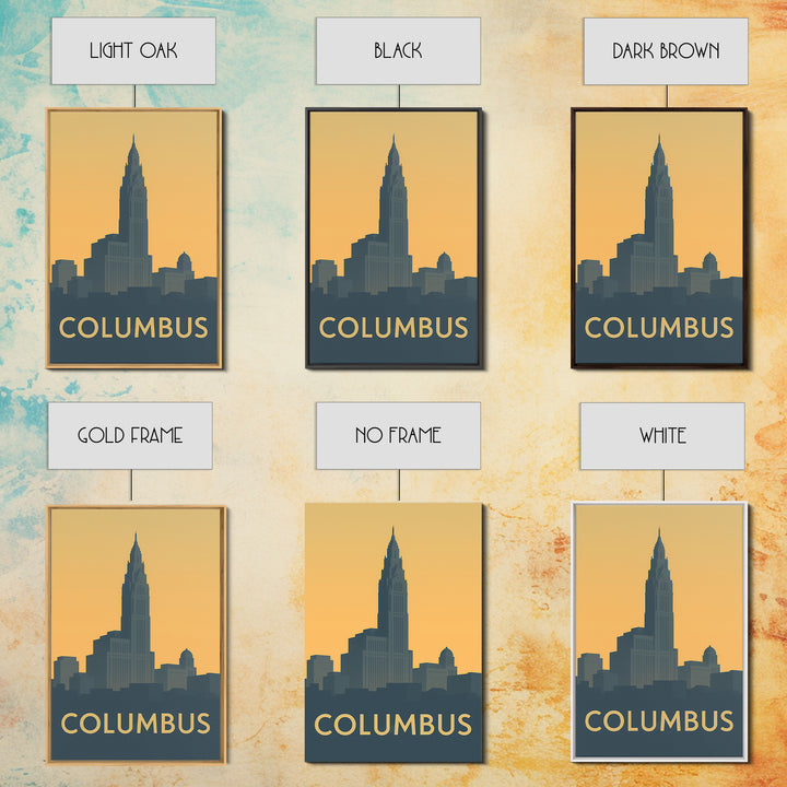 Columbus Travel Poster, Canvas Print, Mid Century Travel Art, Columbus Travel Art, Travel Poster Art, Travel Art Print, Modern Wall Decor