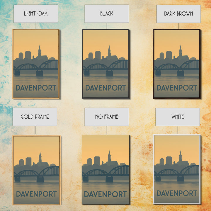 Davenport Travel Poster, Framed Canvas Print, Vintage City Poster Art, Davenport Poster Print, City Art Print, Mid Century Wall Art