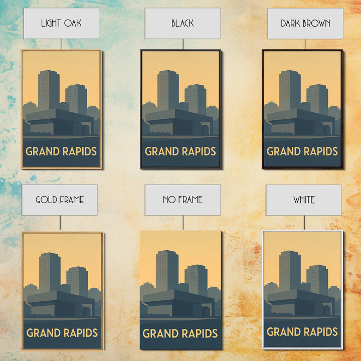 Grand Rapids Travel Poster, Framed Canvas Print, Minimalist Retro Wall Art, Grand Rapids Art Print, Vintage Travel Art, Travel Poster Art