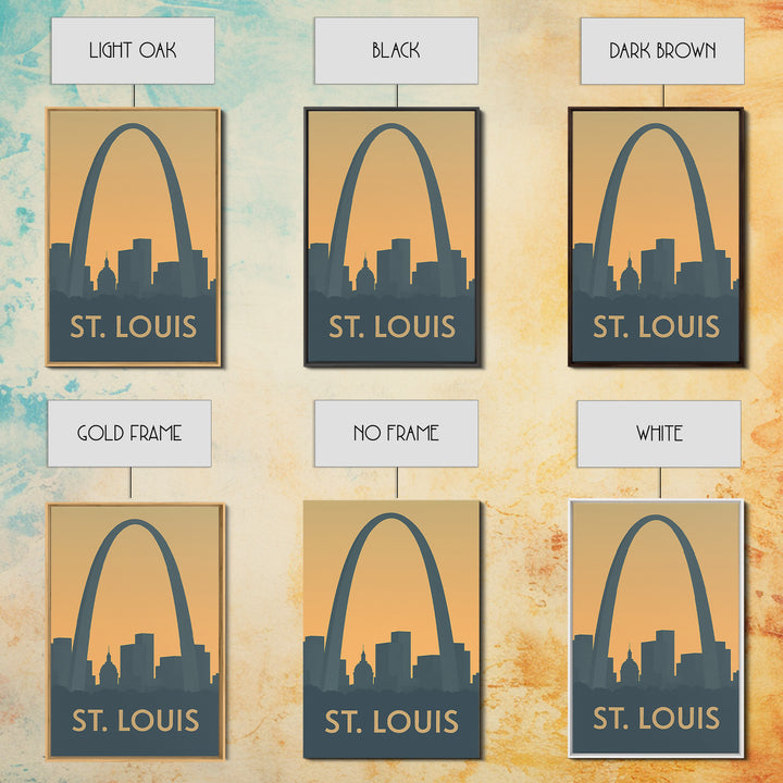 St Louis Missouri Travel Poster, Canvas Print, Sunset Skyline Wall Art, St Louis Art Print, Retro Travel Print, Wall Decor, Fine Art Print