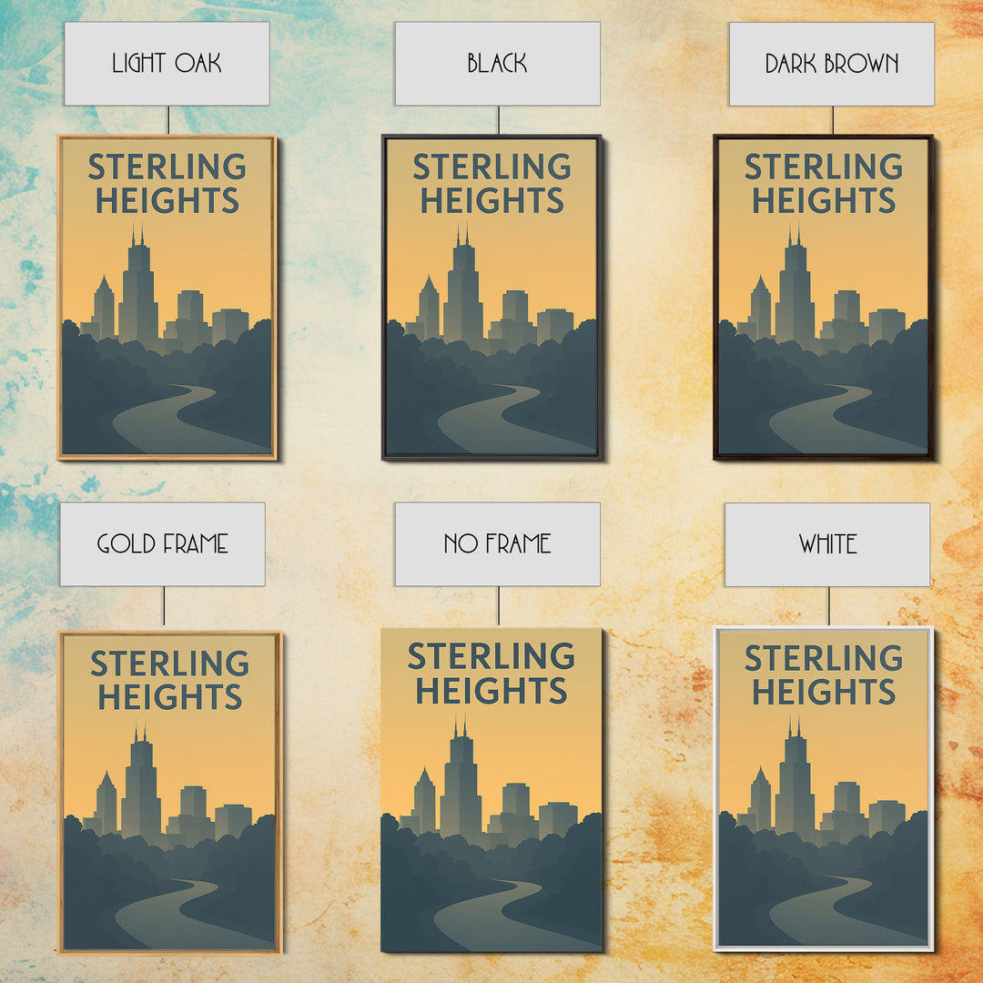 Sterling Heights Michigan Travel Poster, Canvas Print, Mid Century Travel Art, Sterling Heights City Art, Eclectic Wall Decor, Poster Print